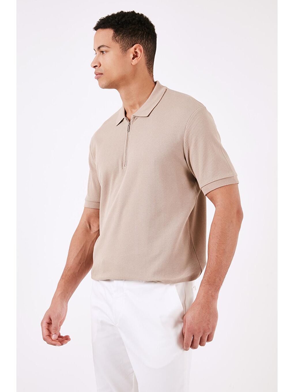 Buratti Vizon Pamuklu Regular Fit Fermuarlı Polo Yaka T Shirt 5902738 - 3