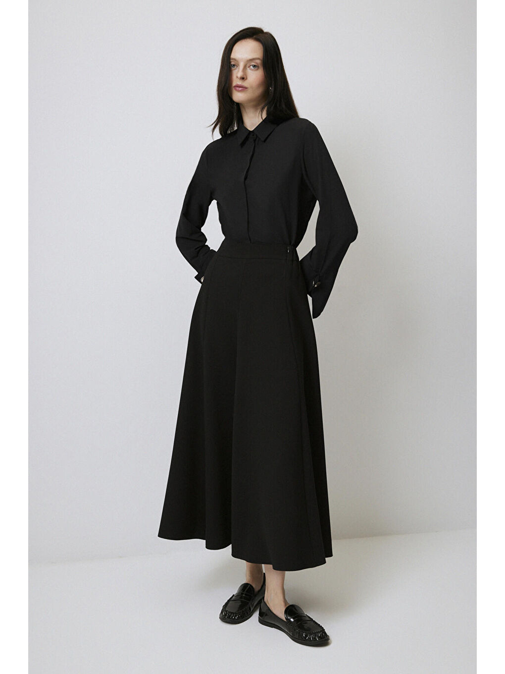 Siyah A Kesim Krep Etek