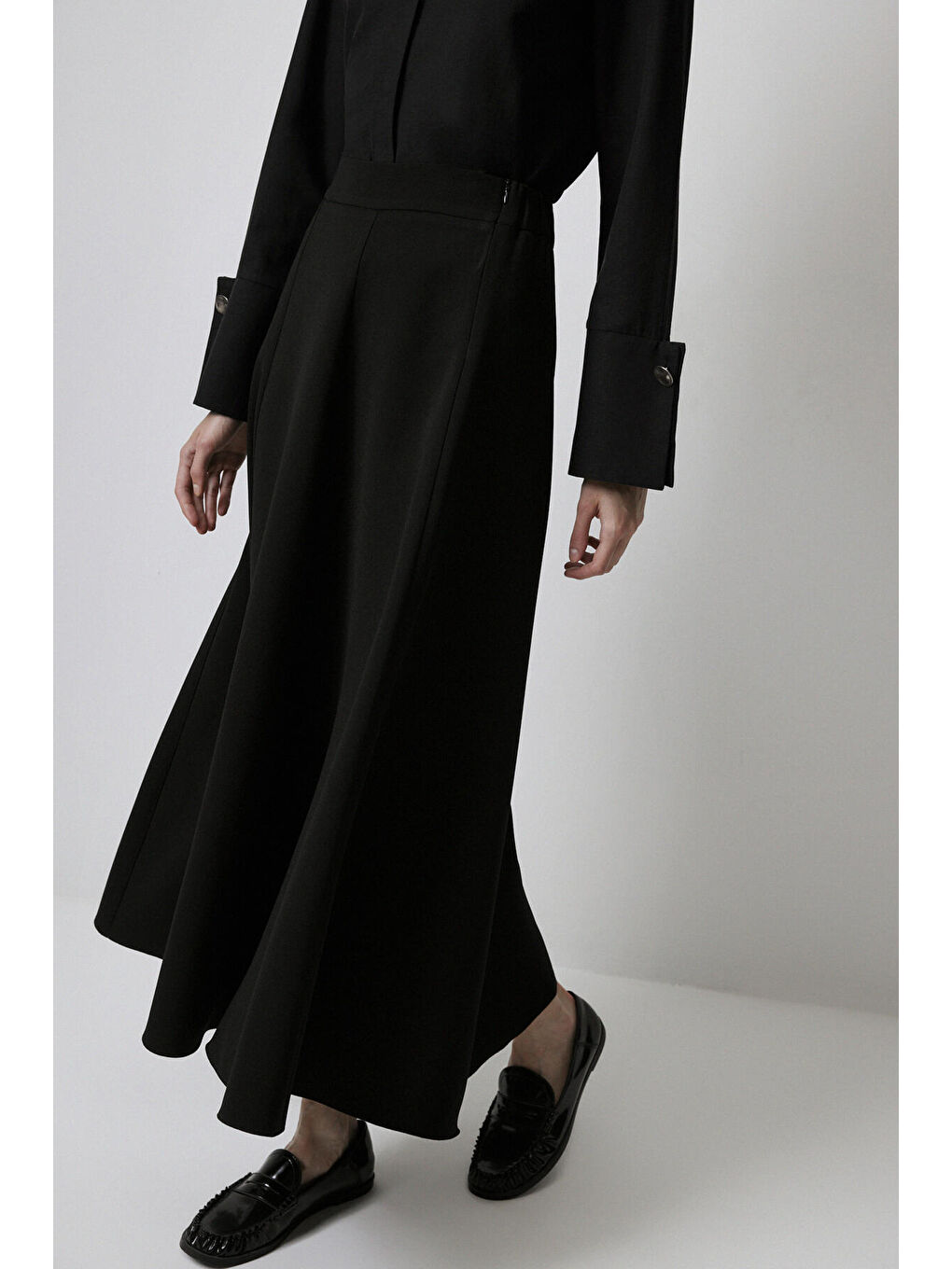 Siyah A Kesim Krep Etek-1