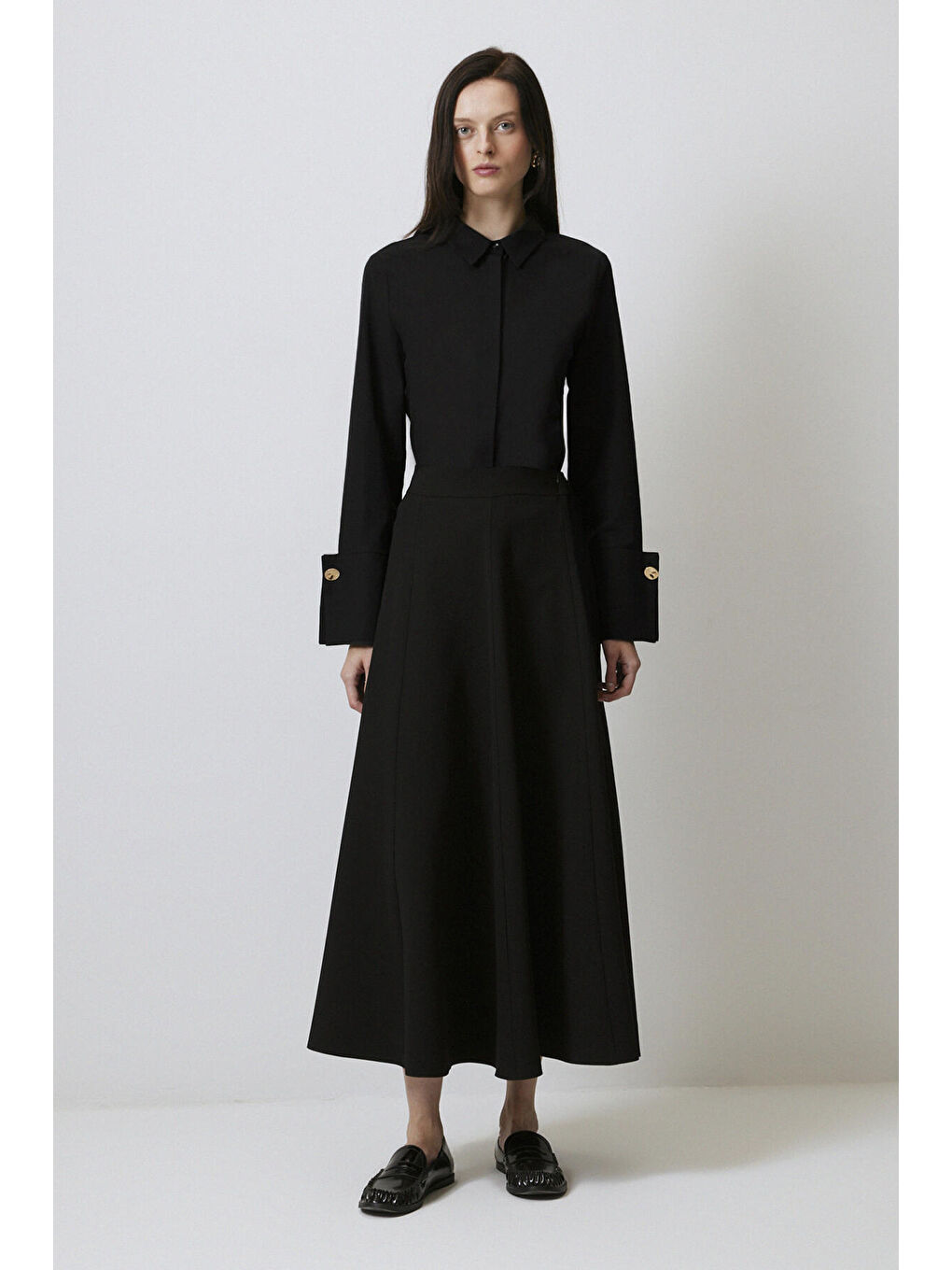 Siyah A Kesim Krep Etek-2