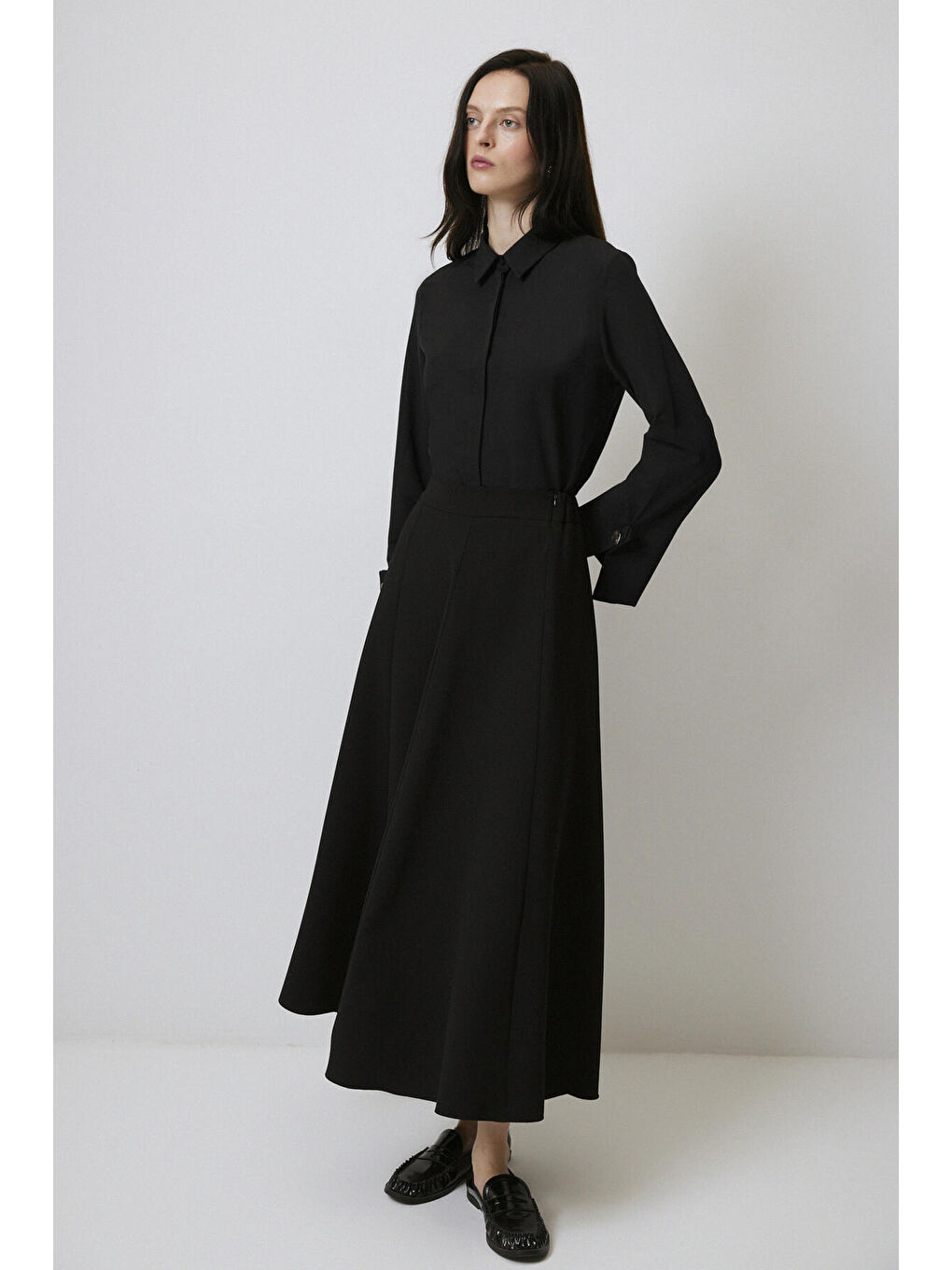 Siyah A Kesim Krep Etek-3