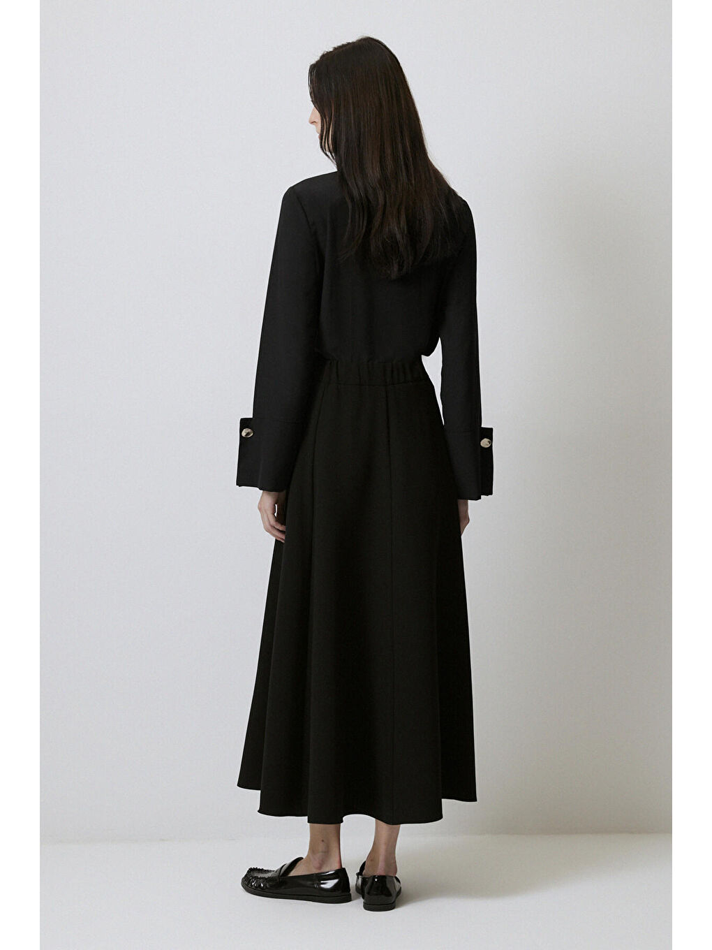 Siyah A Kesim Krep Etek-4