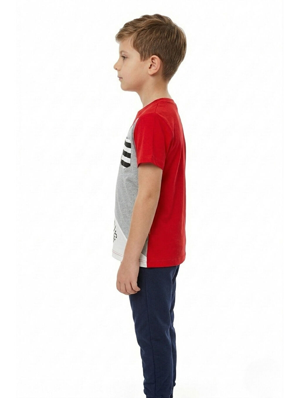 Kırmızı Erkek Çocuk Garnili Cepli Tişört-2