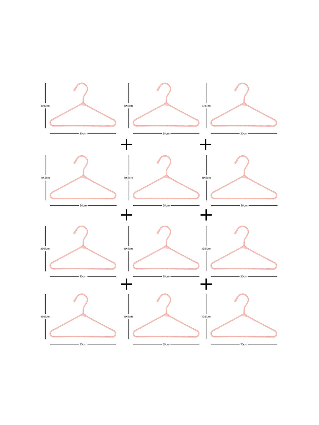 12'li Pembe Renk Kumaş Kaplı Metal Bebek Giysi Askısı19.5 x 30 x 0.3 cm-6