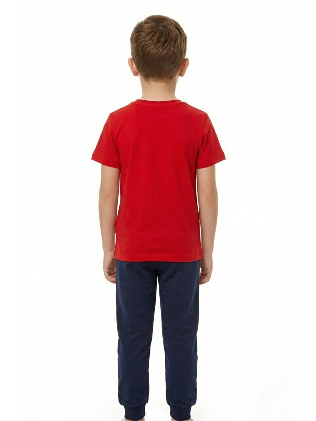 Kırmızı Erkek Çocuk Garnili Cepli Tişört-3