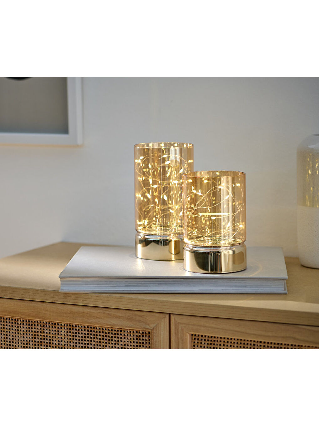 Sarı LED’li Mumluk, Işık Zincirli, 2li-1