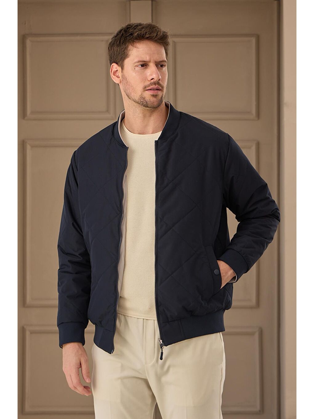 Lacivert Unisex Çift Taraflı Giyilebilir Regular-fit Kalıp Su Geçirmez Mont