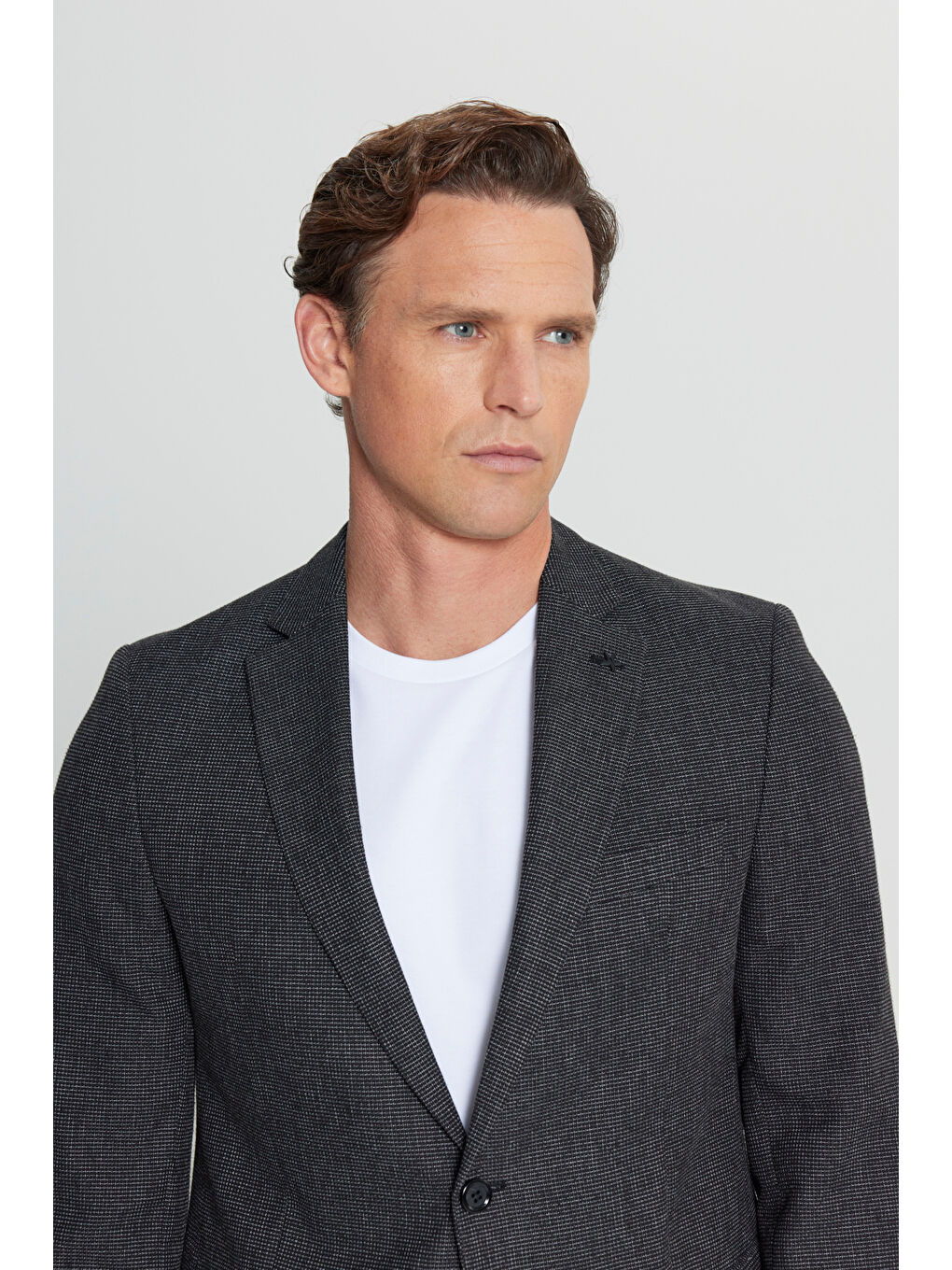 Erkek Siyah Keten Regular Fit Normal Kesim Mono Yaka  Kapak Cepli Armürlü Blazer Ceket-3