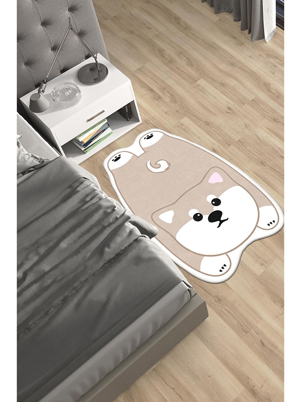 Ekru Özel Tasarım, Yıkanabilir, Kaymaz Tabanlı, Hayvan Figürlu Çocuk Oda Halısı WOOBTNY0677 120 x 180-2
