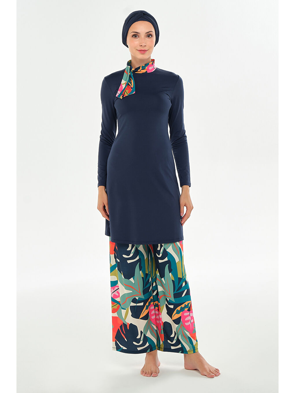 Bol Paça Elastanlı Tam Kapalı Tesettür Mayo 2114 Koyu Lacivert-1