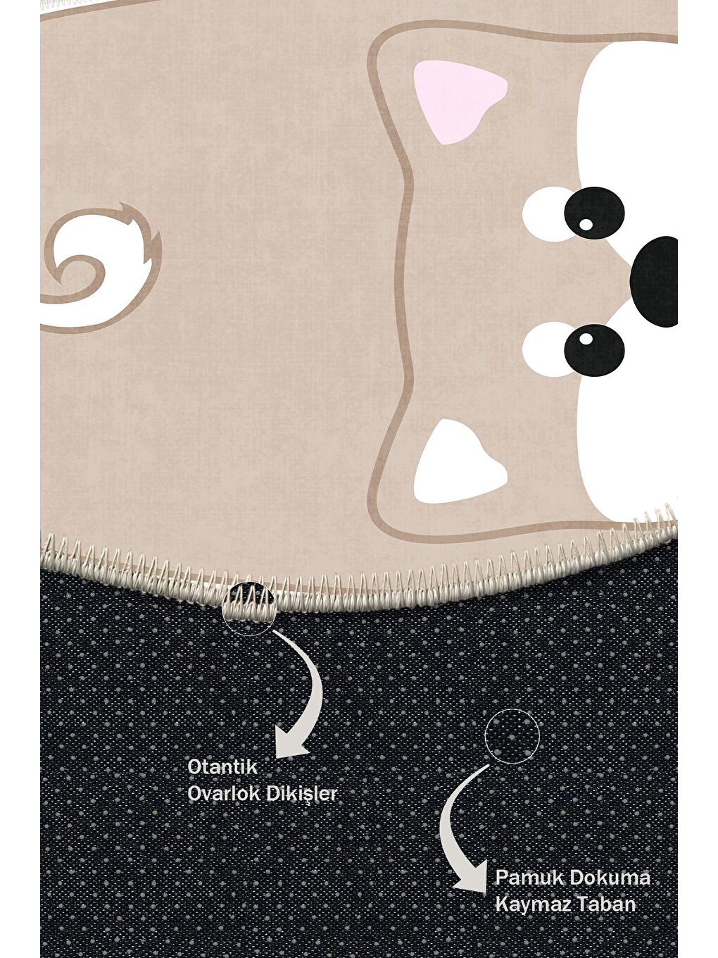 Ekru Özel Tasarım, Yıkanabilir, Kaymaz Tabanlı, Hayvan Figürlu Çocuk Oda Halısı WOOBTNY0677 120 x 180-6