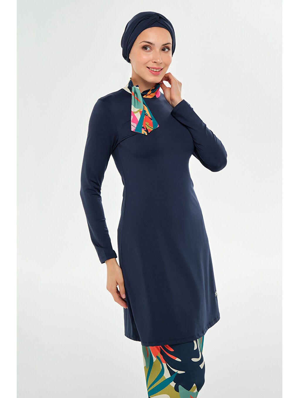 Bol Paça Elastanlı Tam Kapalı Tesettür Mayo 2114 Koyu Lacivert-2