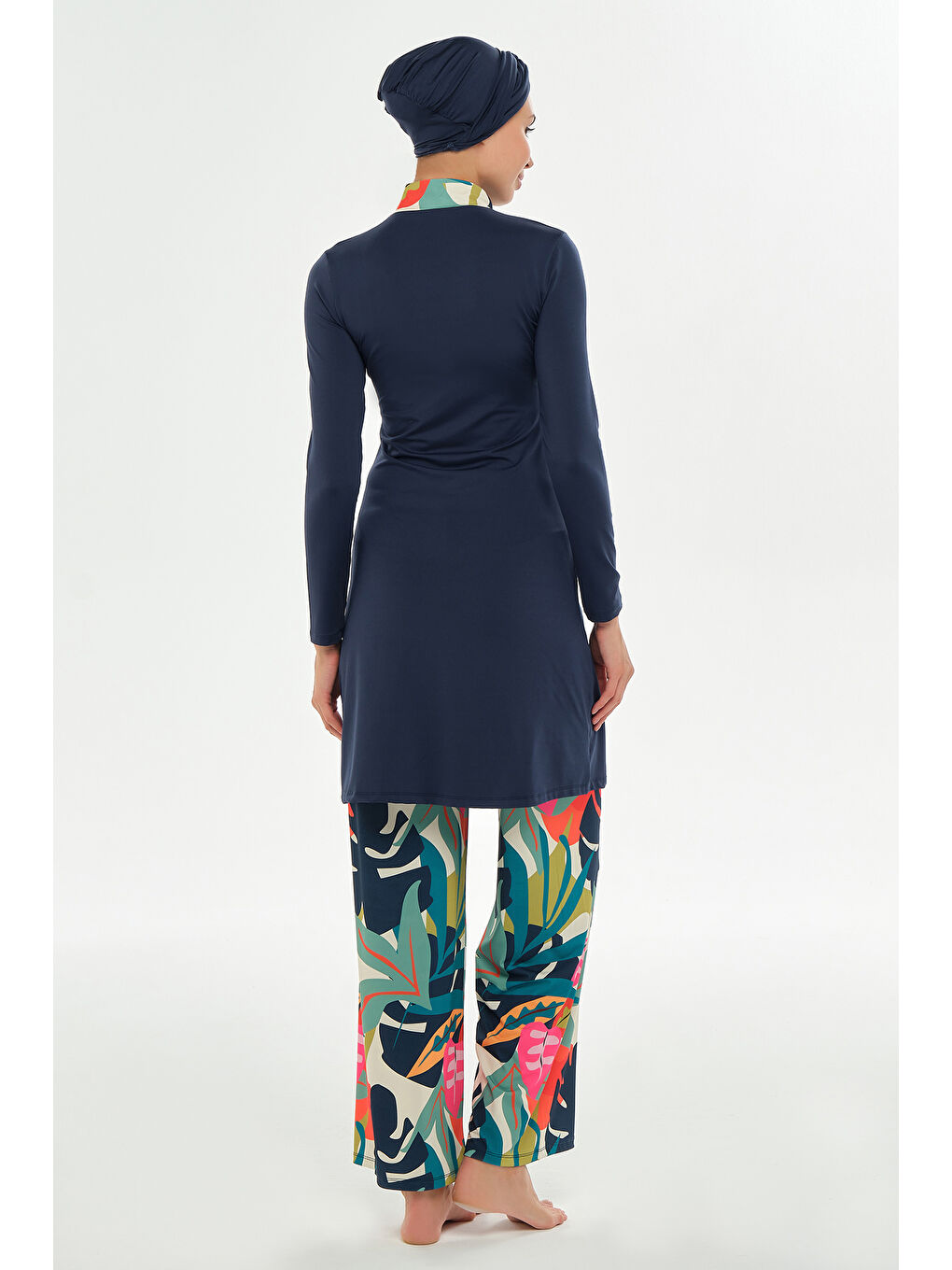 Bol Paça Elastanlı Tam Kapalı Tesettür Mayo 2114 Koyu Lacivert-4