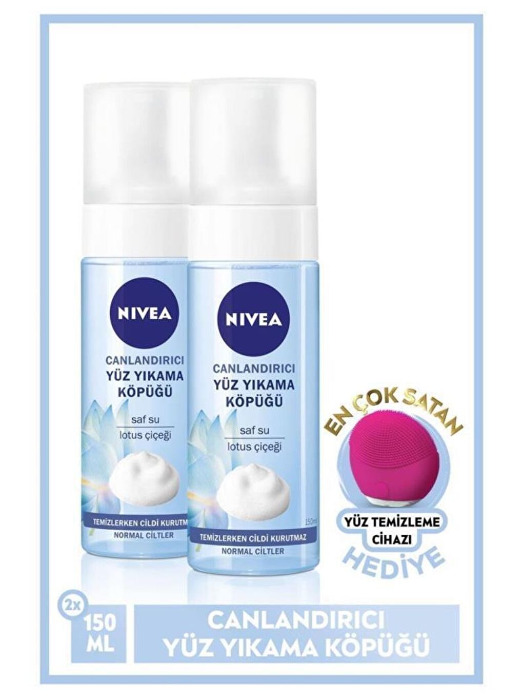 NIVEA Yüz Yıkama Köpüğü Canlandırıcı, Normal Ciltler 2X150 ml Forever Yüz Temizleme Cihazı