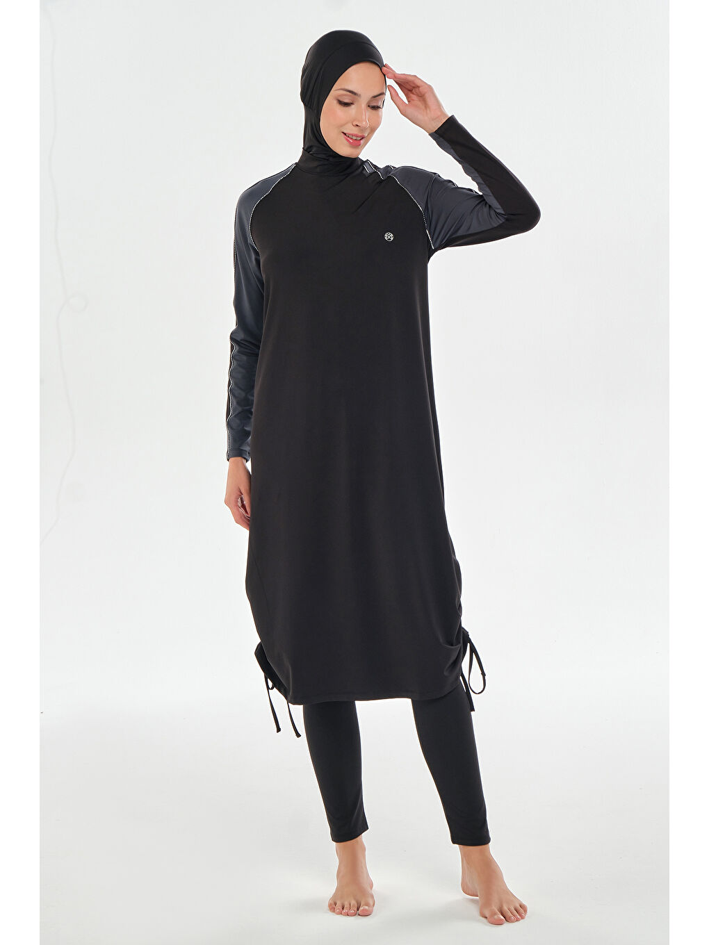 Uzun Tam Boy Tam Kapalı Tesettür Mayo 2116 Siyah-1