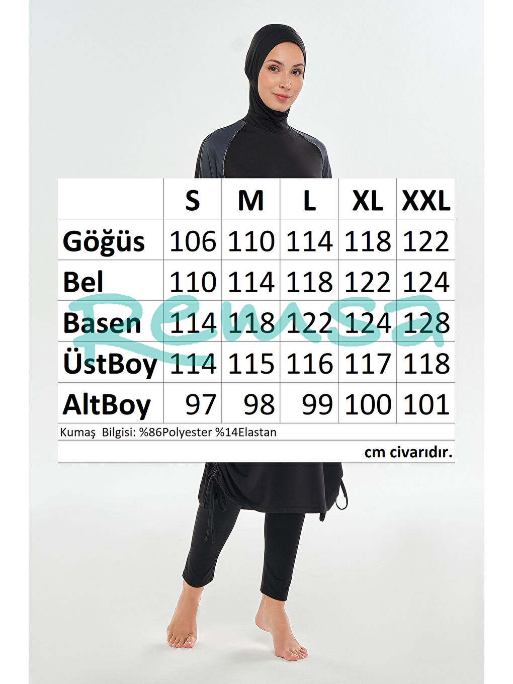 Uzun Tam Boy Tam Kapalı Tesettür Mayo 2116 Siyah-3