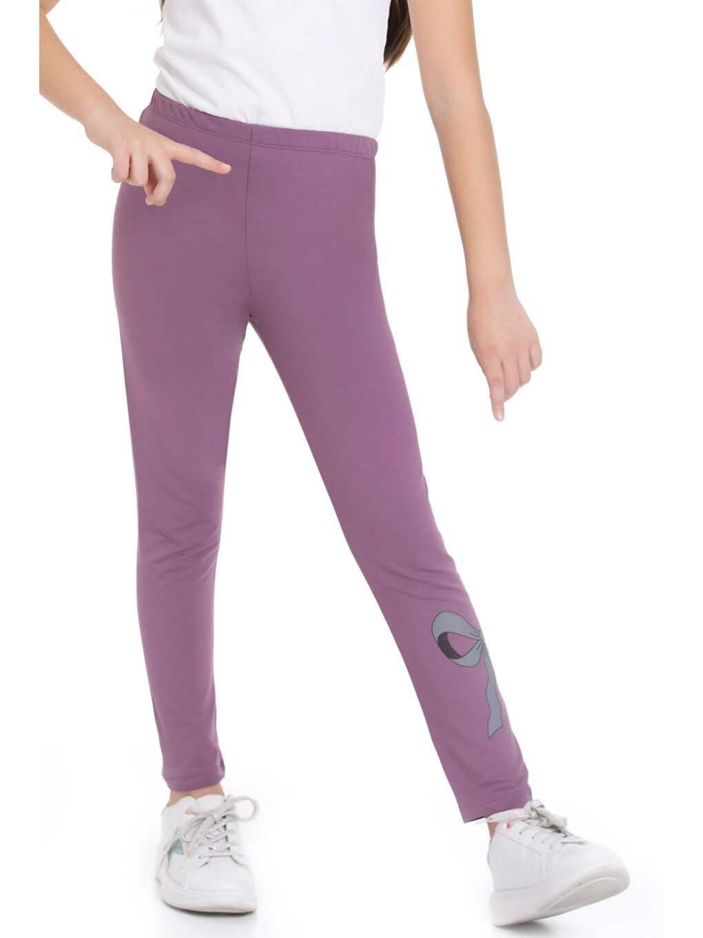 Mor Kurdela Baskılı Kız Çocuk Tayt 74654-1