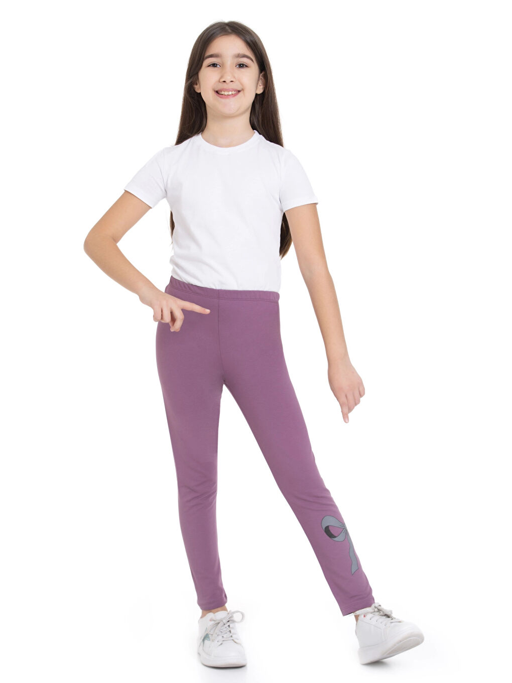 Mor Kurdela Baskılı Kız Çocuk Tayt 74654-3