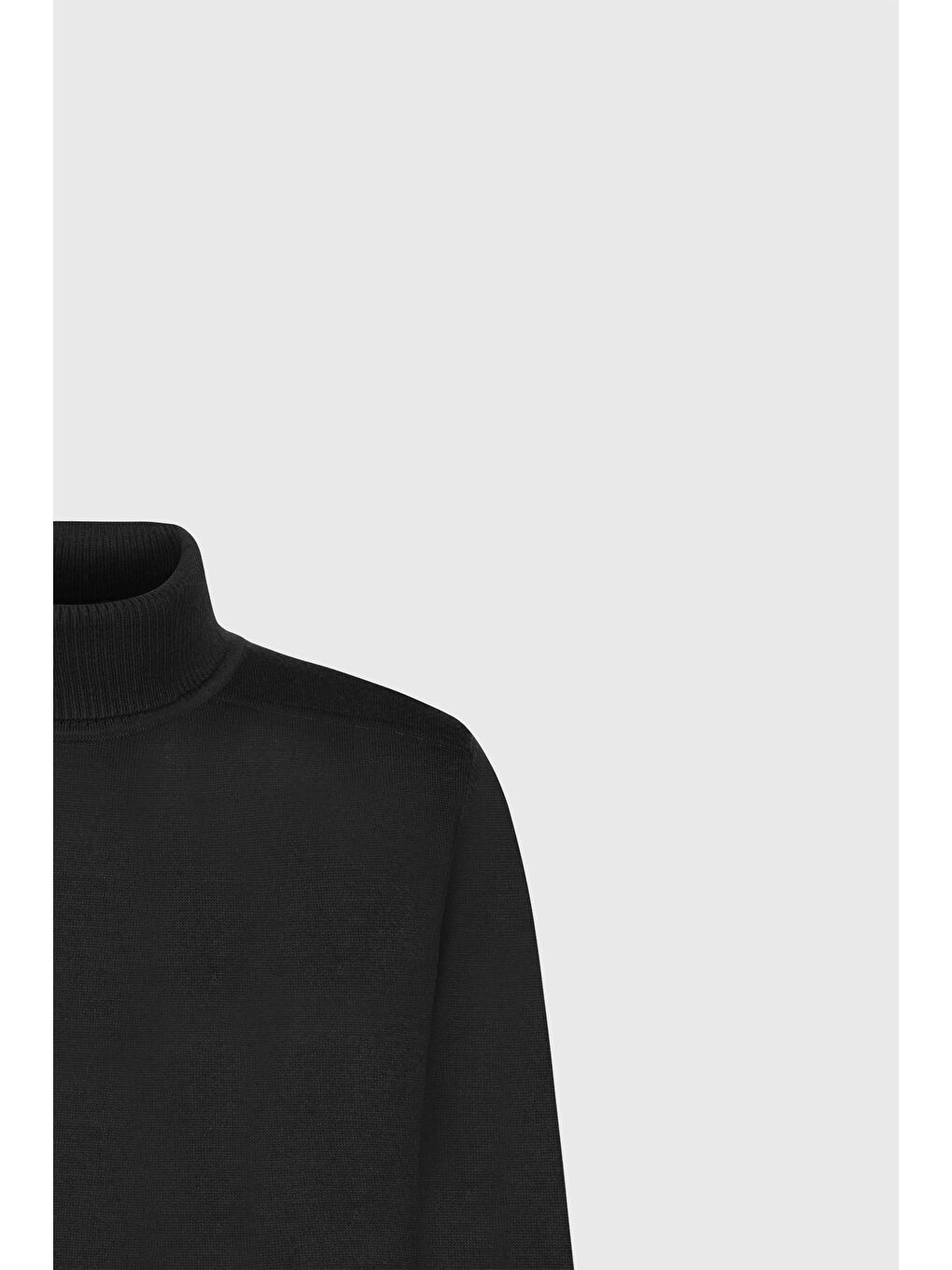 Erkek Siyah Yünlü Sıcak Tutan Standart Fit Normal Kesim Tam Balıkçı Yaka Triko Kazak-7