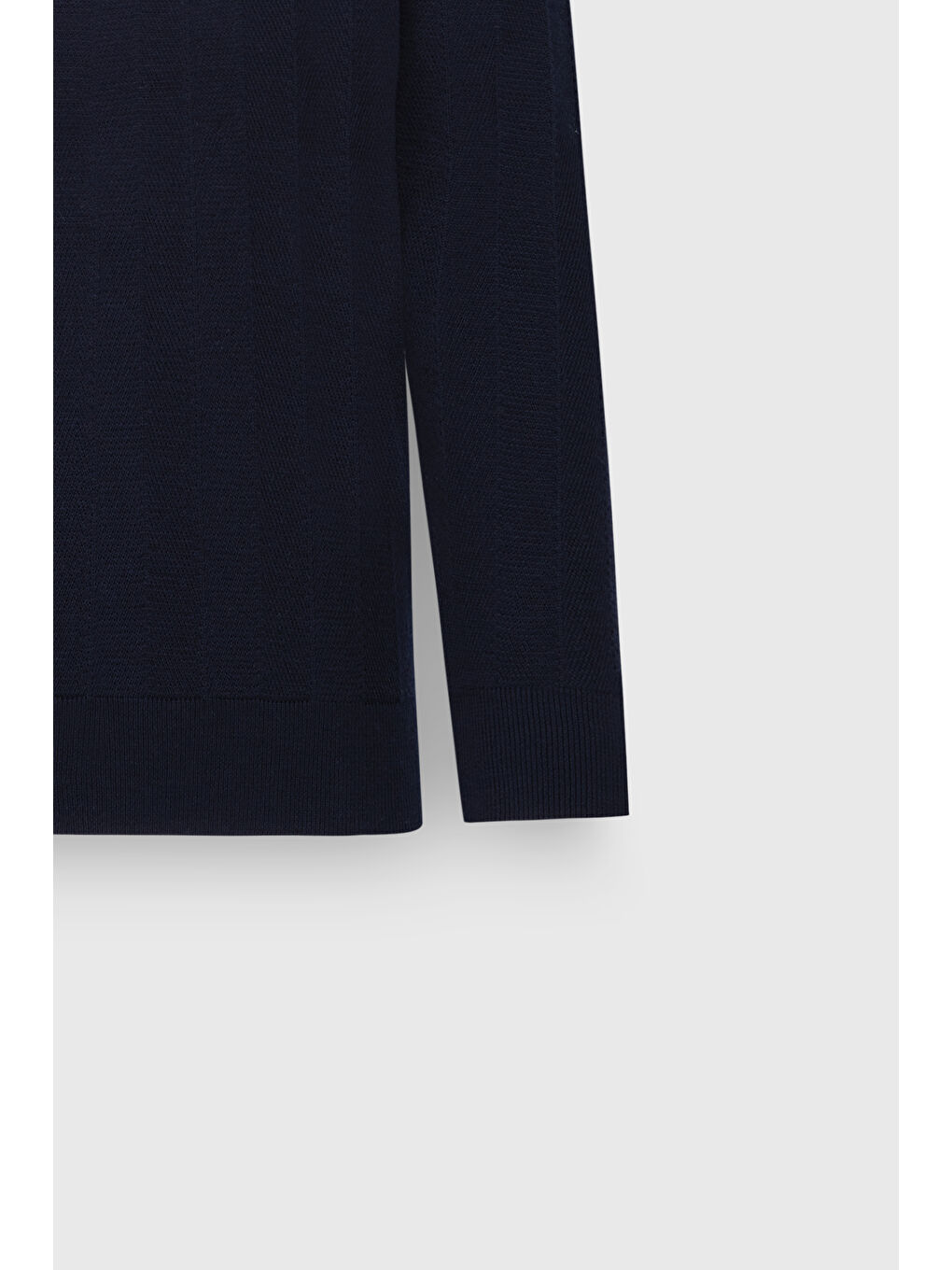 Erkek İndigo Yün Standart Fit Normal Kesim Bisiklet Yaka Jakarlı Triko Kazak-8