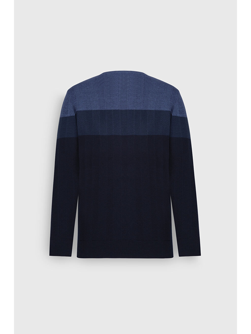 Erkek İndigo Yün Standart Fit Normal Kesim Bisiklet Yaka Jakarlı Triko Kazak-9