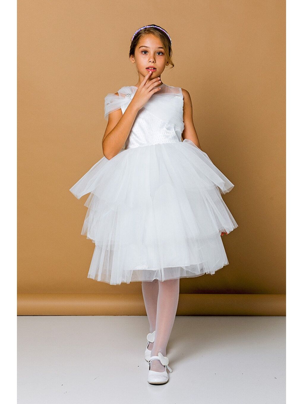 Ekru Kız Çocuk Abiye