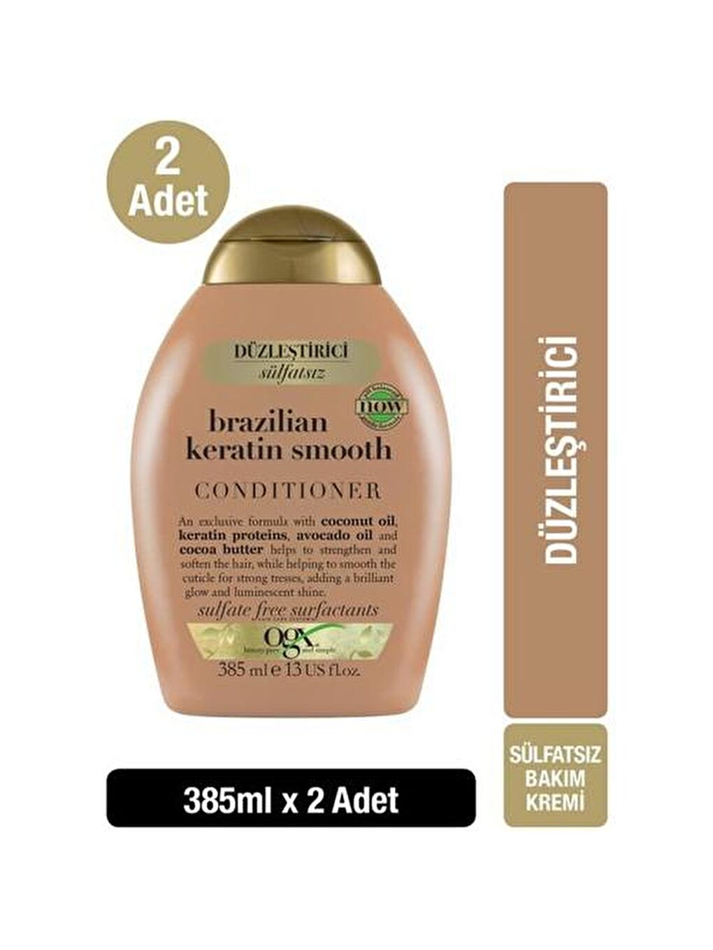 OGX Brazilian Keratin Smooth Saç Kremi 385 ml x 2 Adet