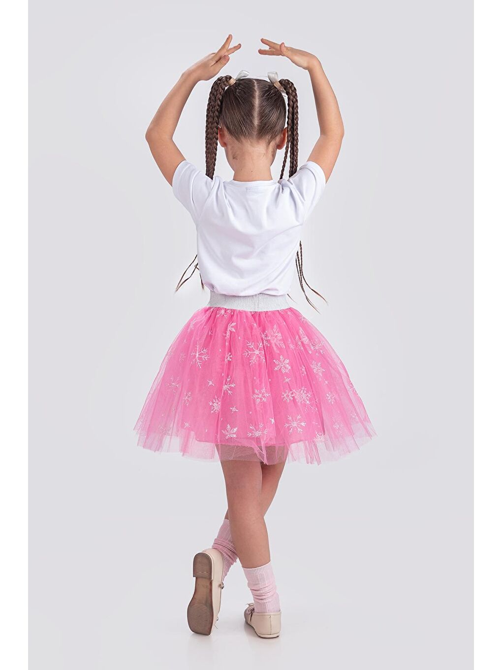 Pembe Tütü Kartanesi Baskılı Parti Etek M00779-1