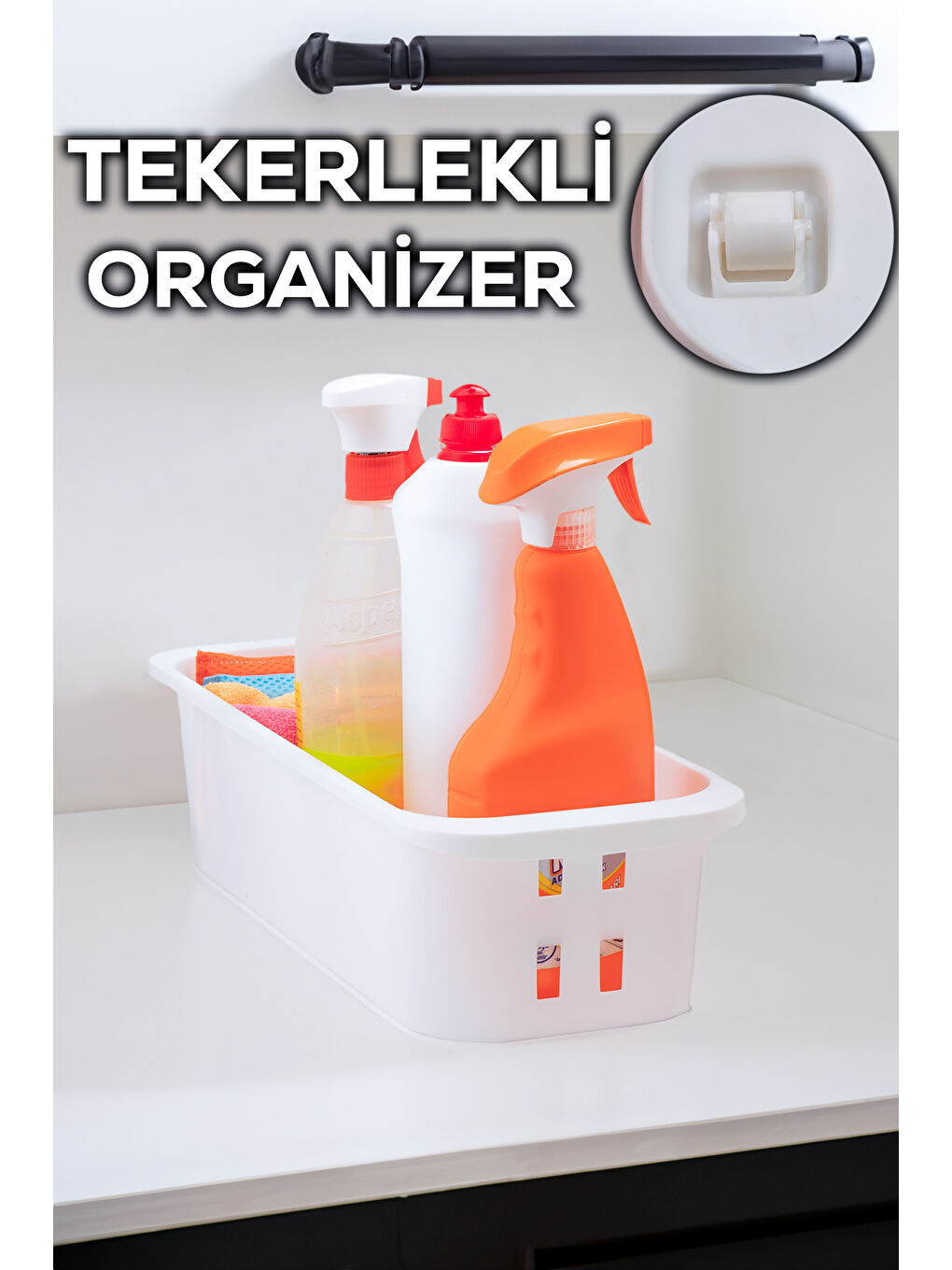 Porsima Beyaz ORG-27 Çok Amaçlı Tekerlekli Organizer - Banyo, Mutfak, Kiler İçin Fonksiyonel Düzenleyici (Beyaz)