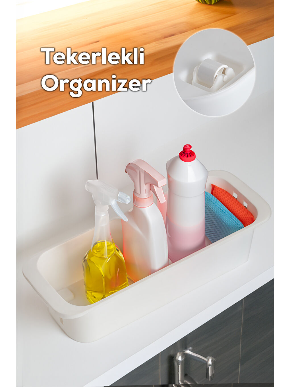 Porsima Beyaz ORG-27 Çok Amaçlı Tekerlekli Organizer - Banyo, Mutfak, Kiler İçin Fonksiyonel Düzenleyici (Beyaz) - 1