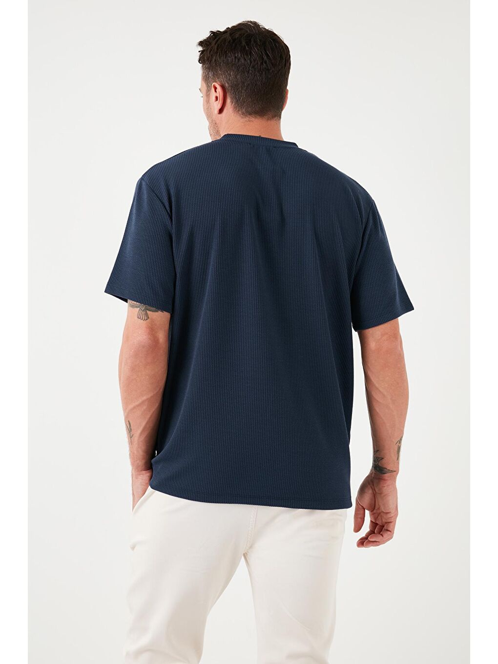 Buratti İndigo Pamuklu Bisiklet Yaka Regular Fit Basic T Shirt 5902767 - 4