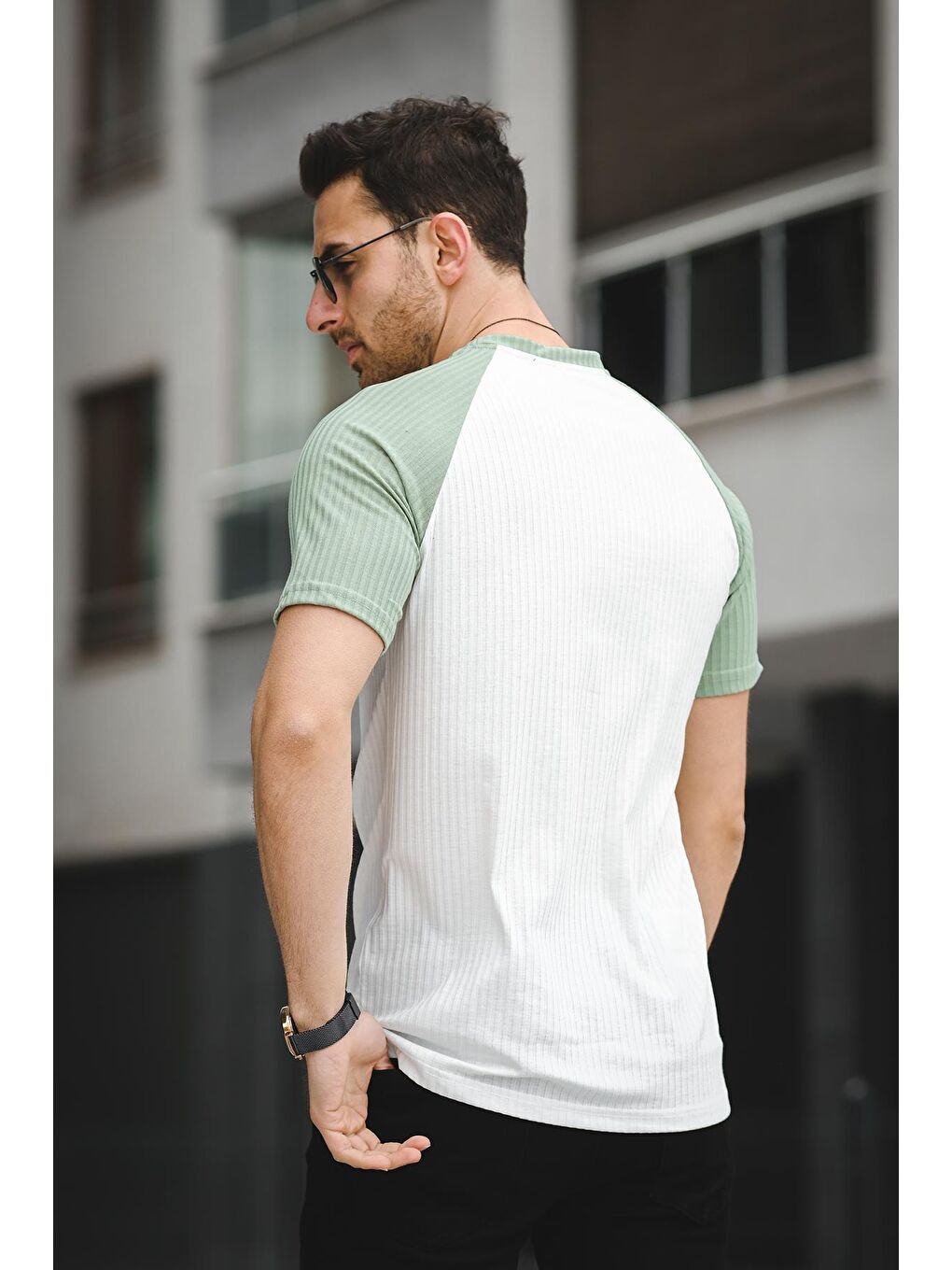 Turkuaz Calbert King Nakışlı Reglan Kol Slim Fit Elastanlı Erkek Tişört-3
