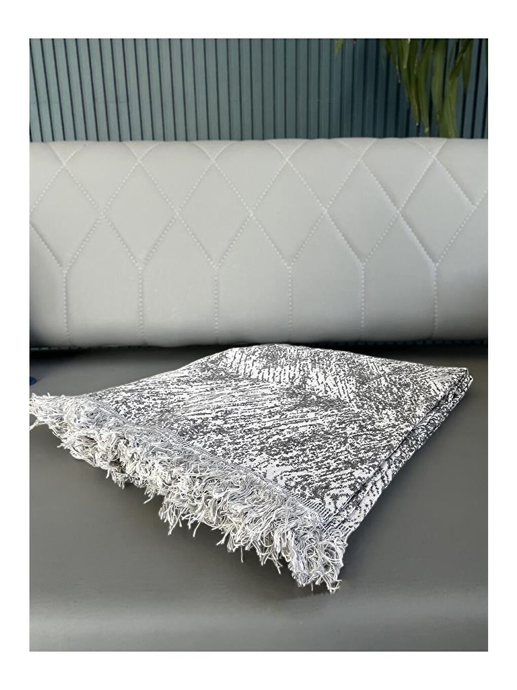 Saçaklı Lüks Koltuk Örtüsü 170x220 Cm Antrasit-1