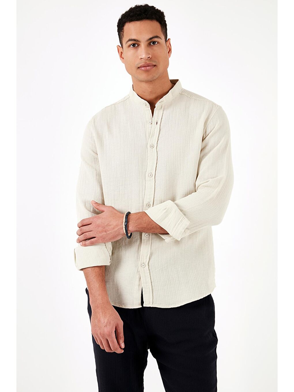 Bej Pamuklu Regular Fit Hakim Yaka Gömlek CF24S127702-2