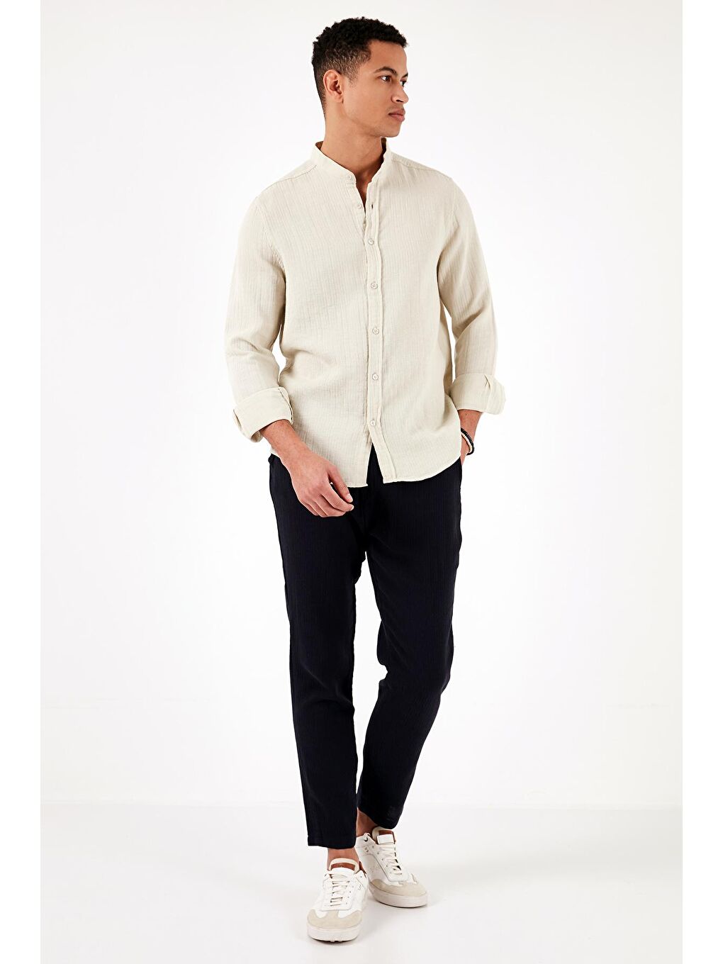 Bej Pamuklu Regular Fit Hakim Yaka Gömlek CF24S127702-3