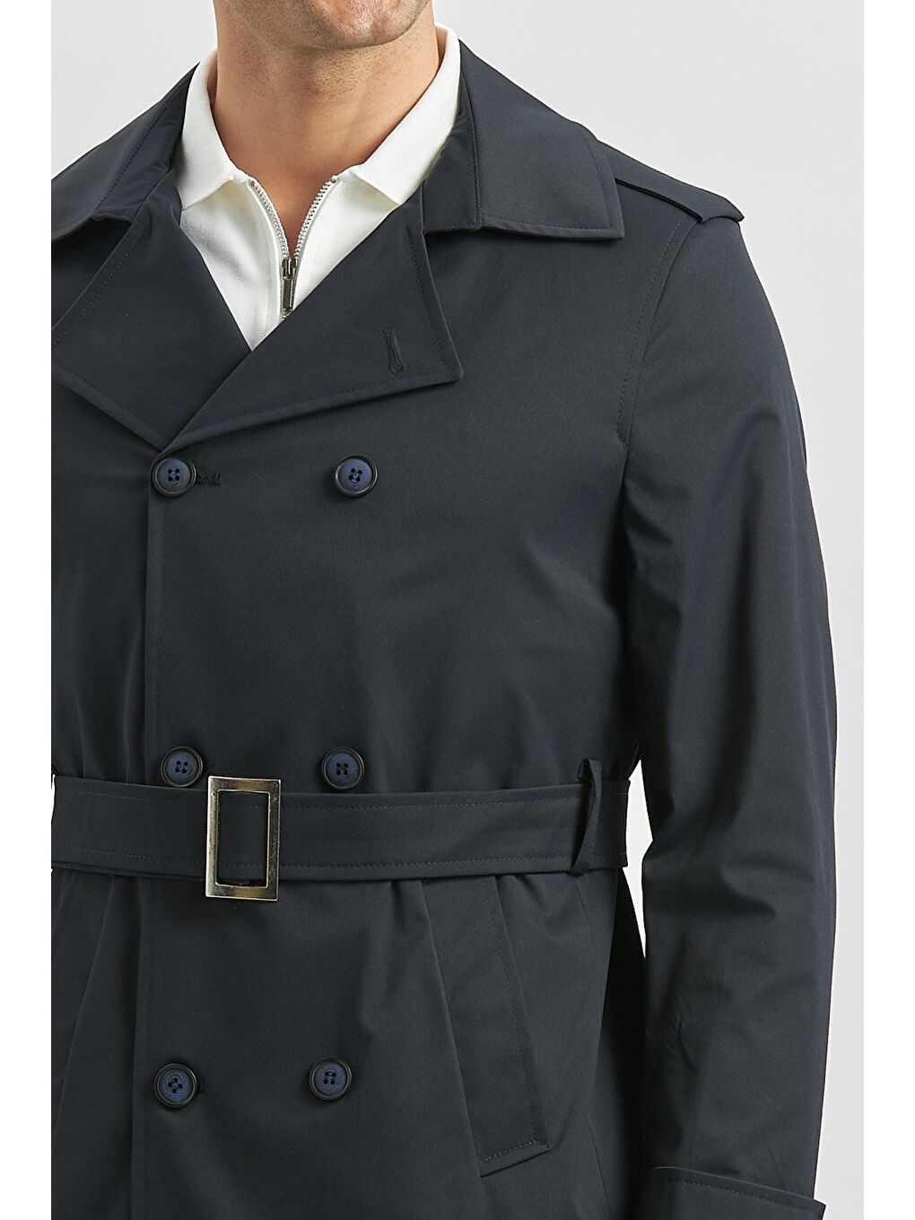 Koyu Lacivert Gabardin Mono Yaka Düz Tek Yırtmaç Tam Astar Slim Fit Classic Kaban 1008245105-1