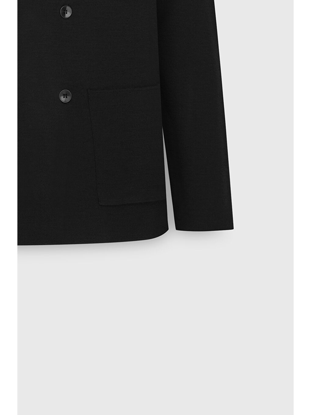 Erkek Siyah Sıcak Tutan Yünlü Standart Fit Normal Kesim Kruvaze Yaka Cepli Triko Ceket-9