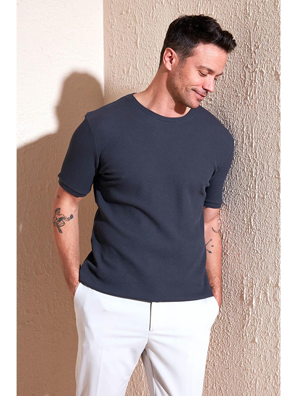 Buratti Antrasit Pamuklu Bisiklet Yaka Regular Fit Basic T Shirt 5902759 - 2