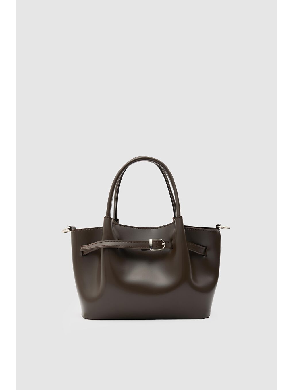 Kahverengi Polka Kemerli El Ve Çapraz Çanta Kahve