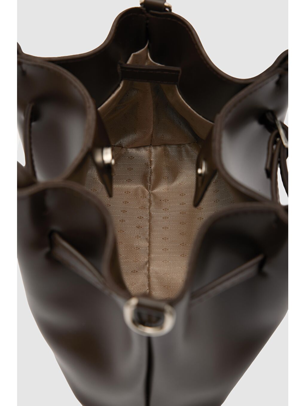 Kahverengi Polka Kemerli El Ve Çapraz Çanta Kahve-5