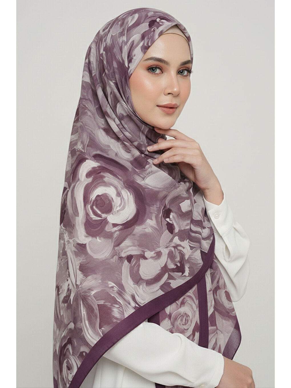 Flower Garden Serisi Pamuklu Şal Mürdüm - 28090-MURDUM-1