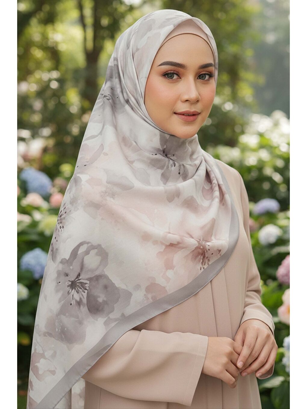 Garden Bloom Serisi Pamuklu Şal Gri - 28089-GRI