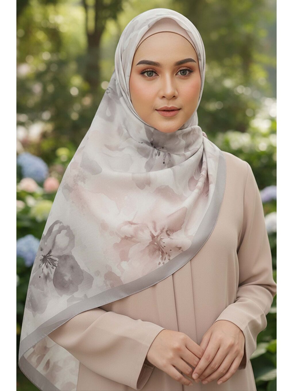 Garden Bloom Serisi Pamuklu Şal Gri - 28089-GRI-1