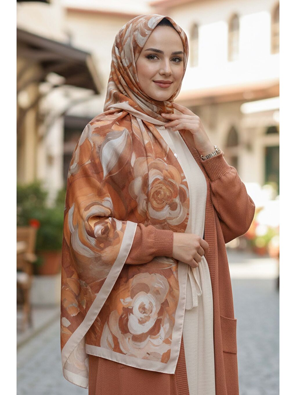 Flower Garden Serisi Pamuklu Şal Bej - 28090-BEJ