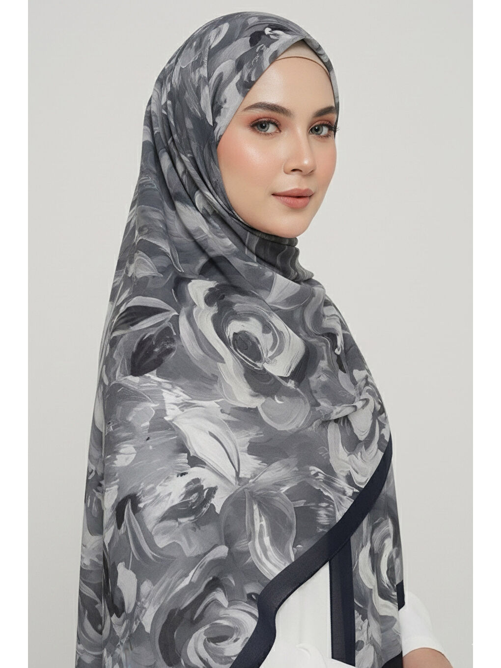 Flower Garden Serisi Pamuklu Şal Siyah - 28090-SIYAH-1