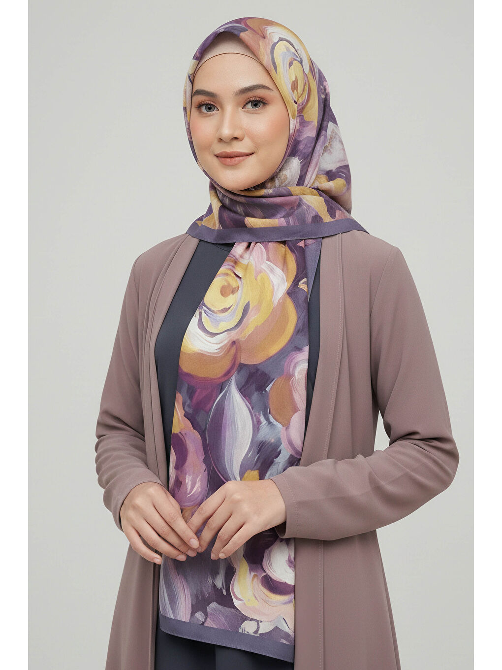 Flower Garden Serisi Pamuklu Şal Lila - 28090-LILA