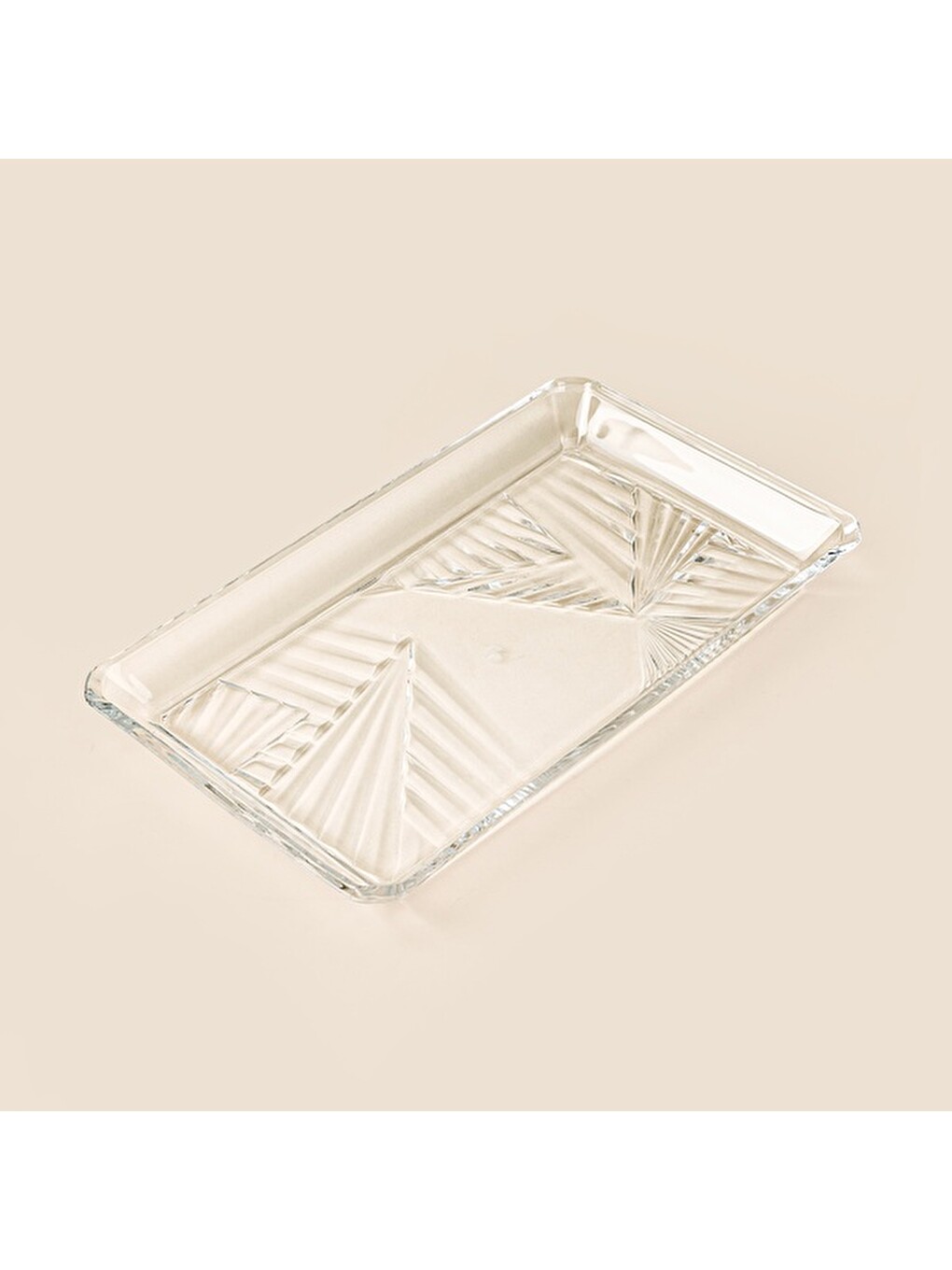 Renksiz Madlen Servis Tabağı - Şeffaf - 27x16 cm-2