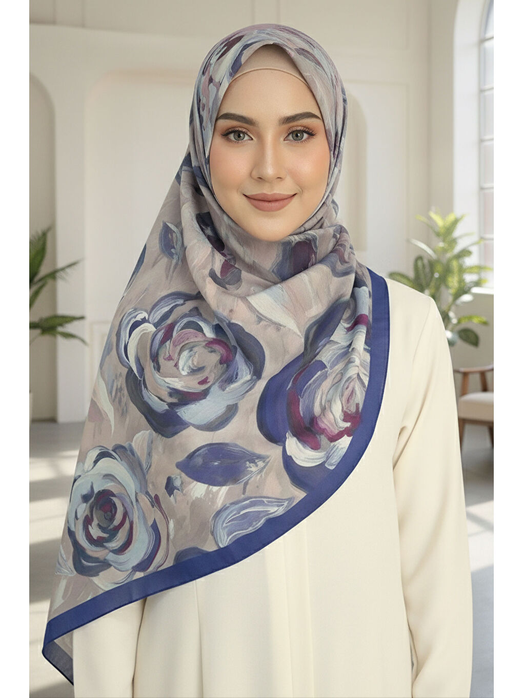 Flower Garden Serisi Pamuklu Şal Mor - 28090-MOR-1