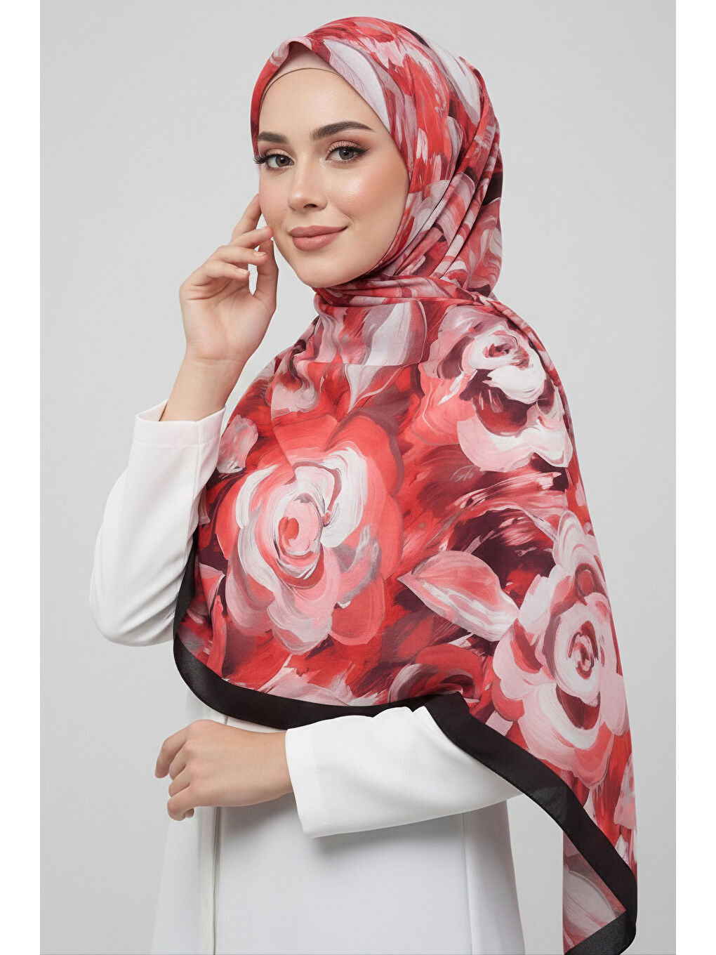 Kırmızı Flower Garden Serisi Pamuklu Şal Kirmizi - 28090-KIRMIZI
