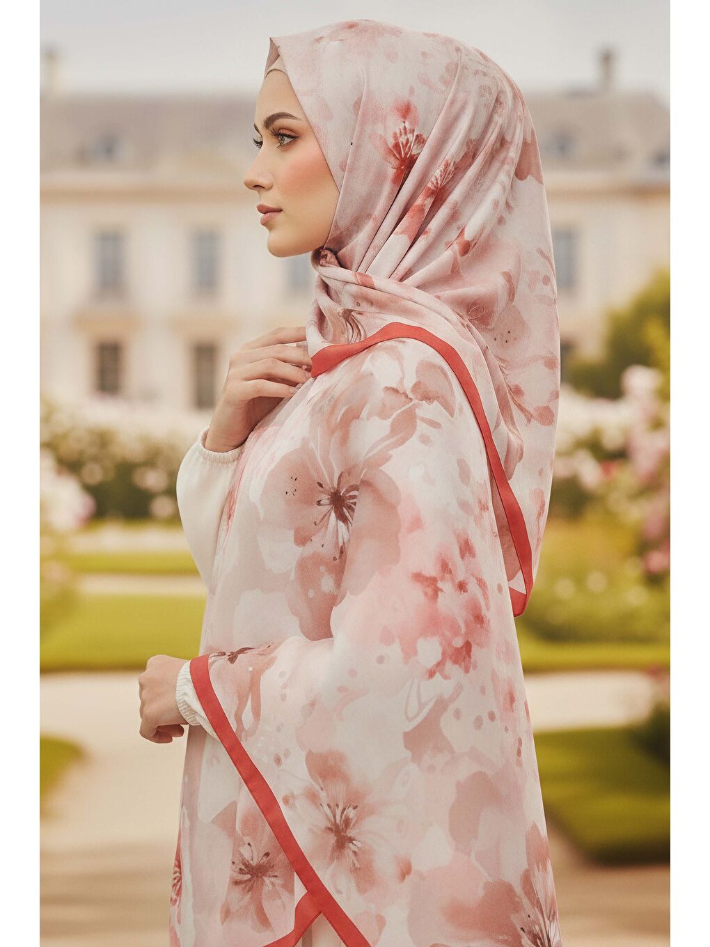 Garden Bloom Serisi Pamuklu Şal Mercan - 28089-MERCAN-1